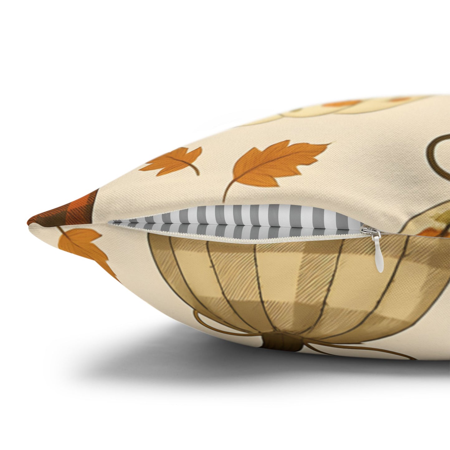 Pumpkin Pattern Spun Polyester Pillow Cozy Autumn Accent Cushion for Sofa, Bed, or Chair, Fall Home Decor in 4 Sizes