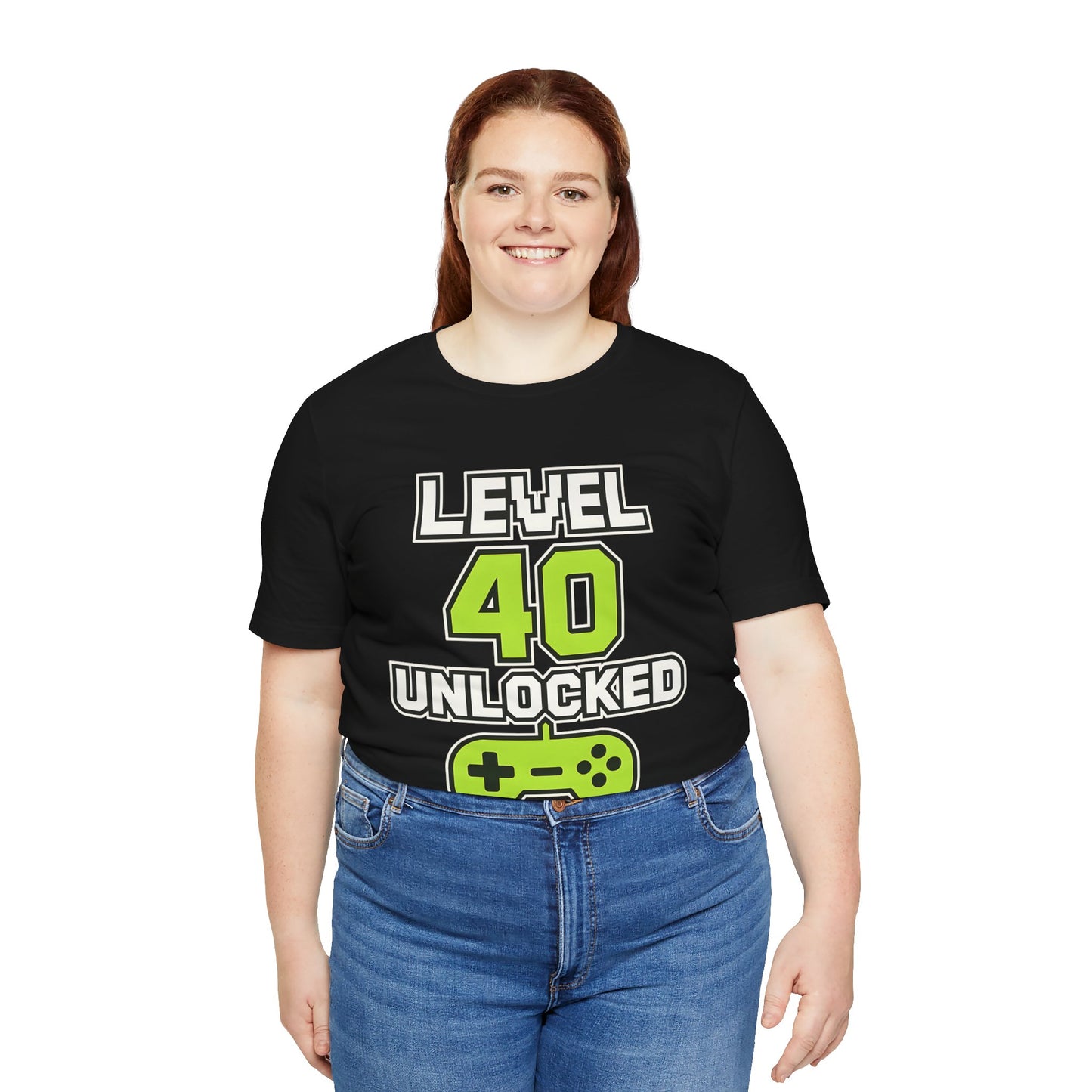 Level 40 Unlocked Shirt Funny Gamer 40th Birthday T-Shirt Retro Video Game Controller Gift for Men and Women