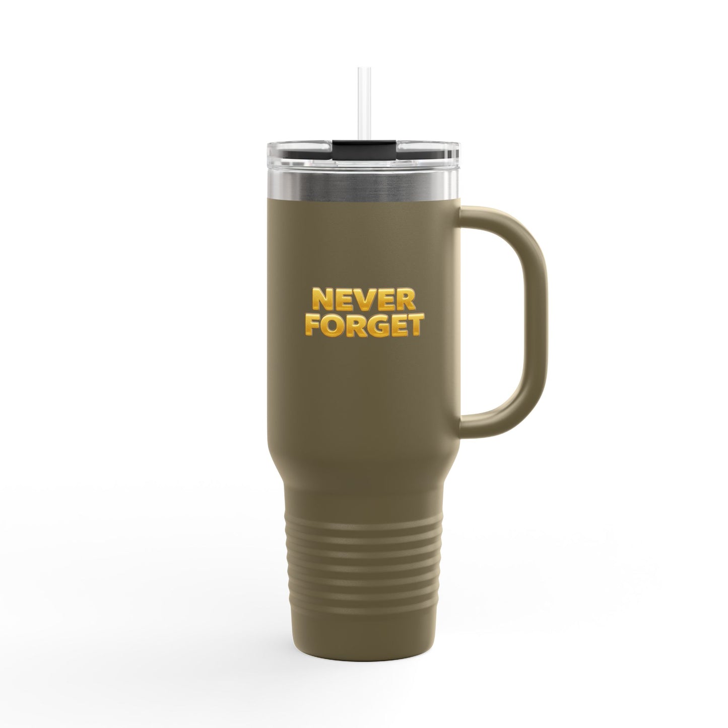 Heroes Live Forever Never Forget Tumbler with Handle Patriotic Travel Mug Veteran Gift Military Pride Cup