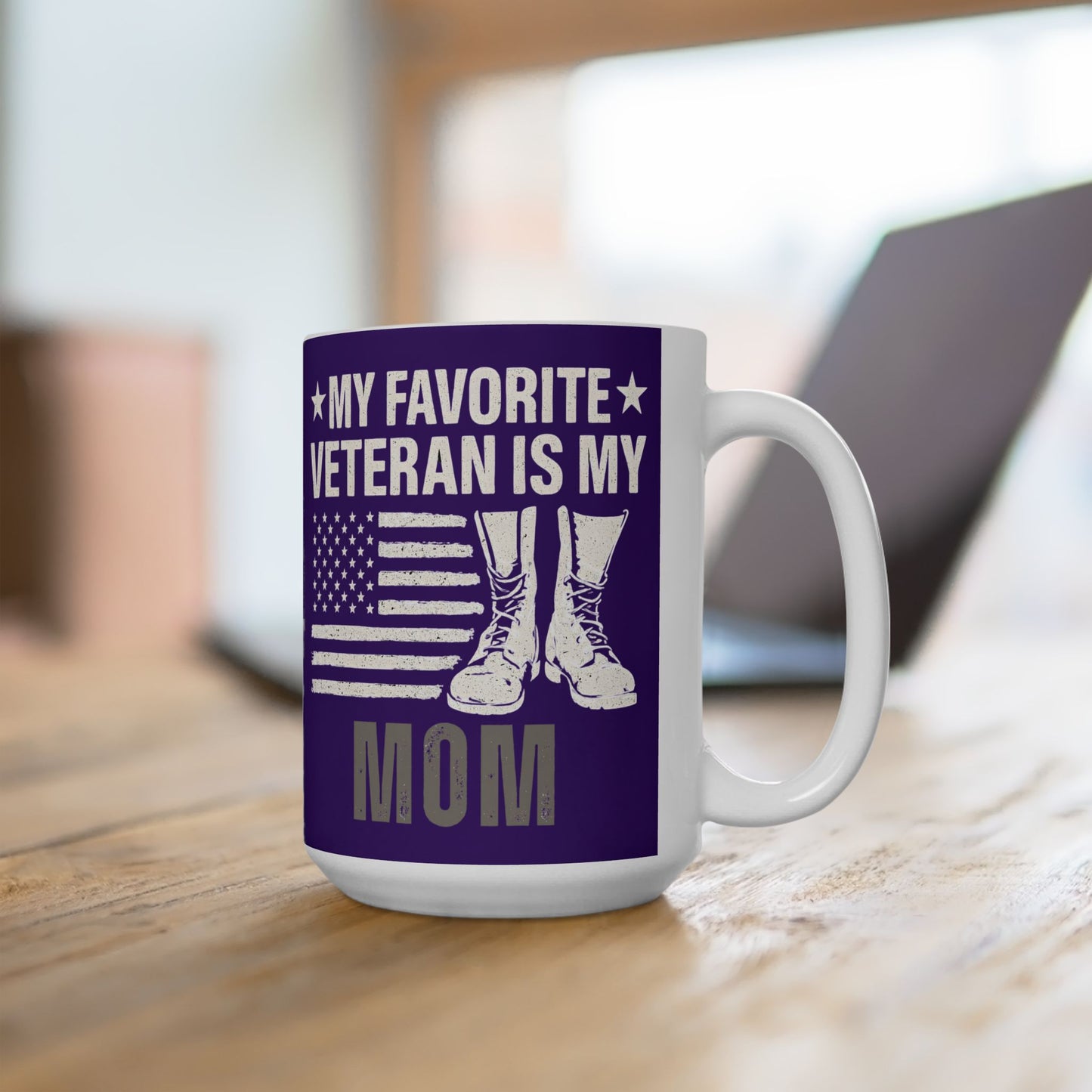 Patriotic Favorite Veteran is My Mom Mug | Military Mom Gift | Veterans Day Coffee Cup