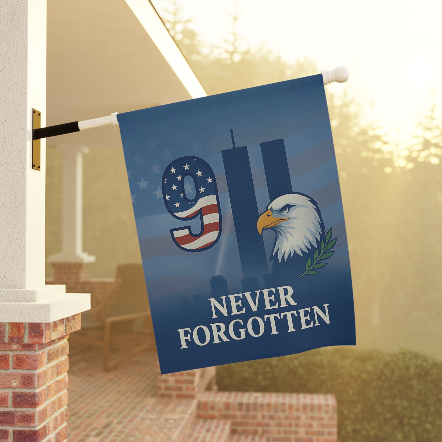 9/11 Memorial Garden Flag | Never Forget September 11 Tribute | Patriotic Outdoor Banner | American Remembrance Flag (2 Sizes)
