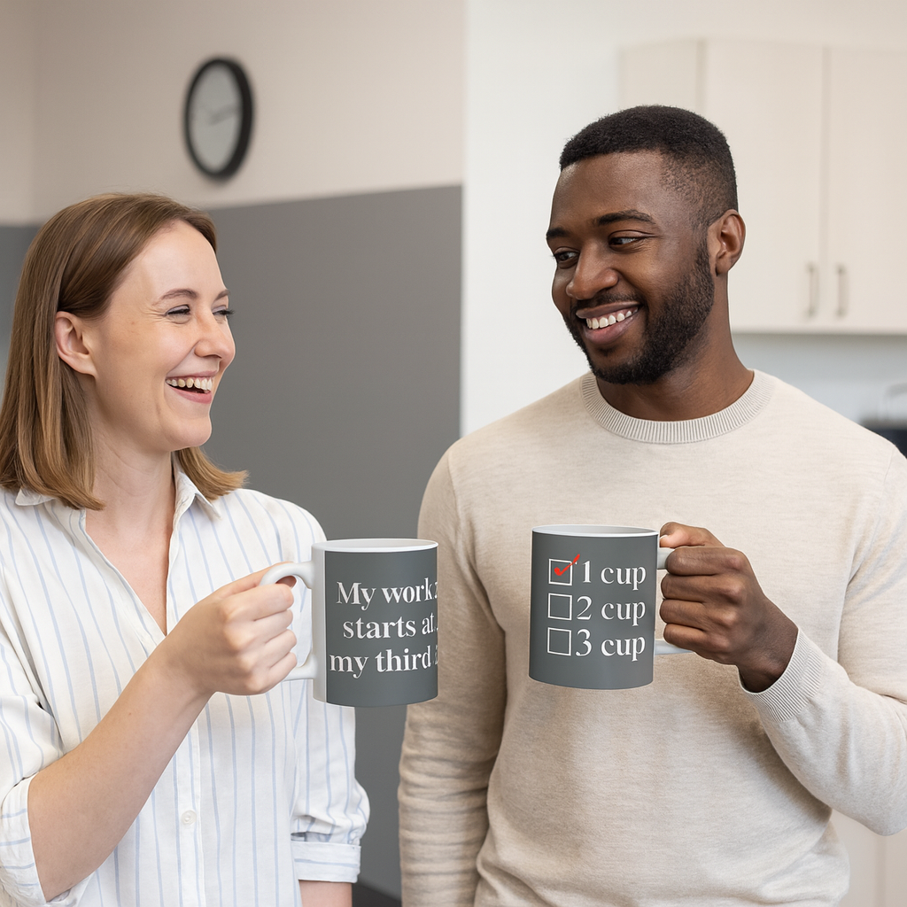 Funny Office Coffee Mug | 1 Cup 2 Cup 3 Cup Double-Sided Mug | Workday Humor Gift for Coworker | Available in 11oz & 15ozd Christ