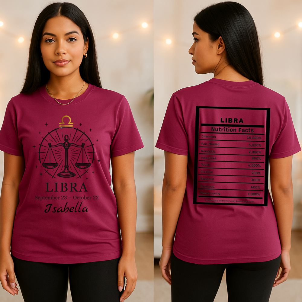 Libra Zodiac Shirt Astrology Tee for September October Birthdays Horoscope Gift Libra Graphic Tee in 9 Colors