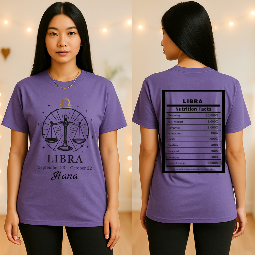Libra Zodiac Shirt Astrology Tee for September October Birthdays Horoscope Gift Libra Graphic Tee in 9 Colors