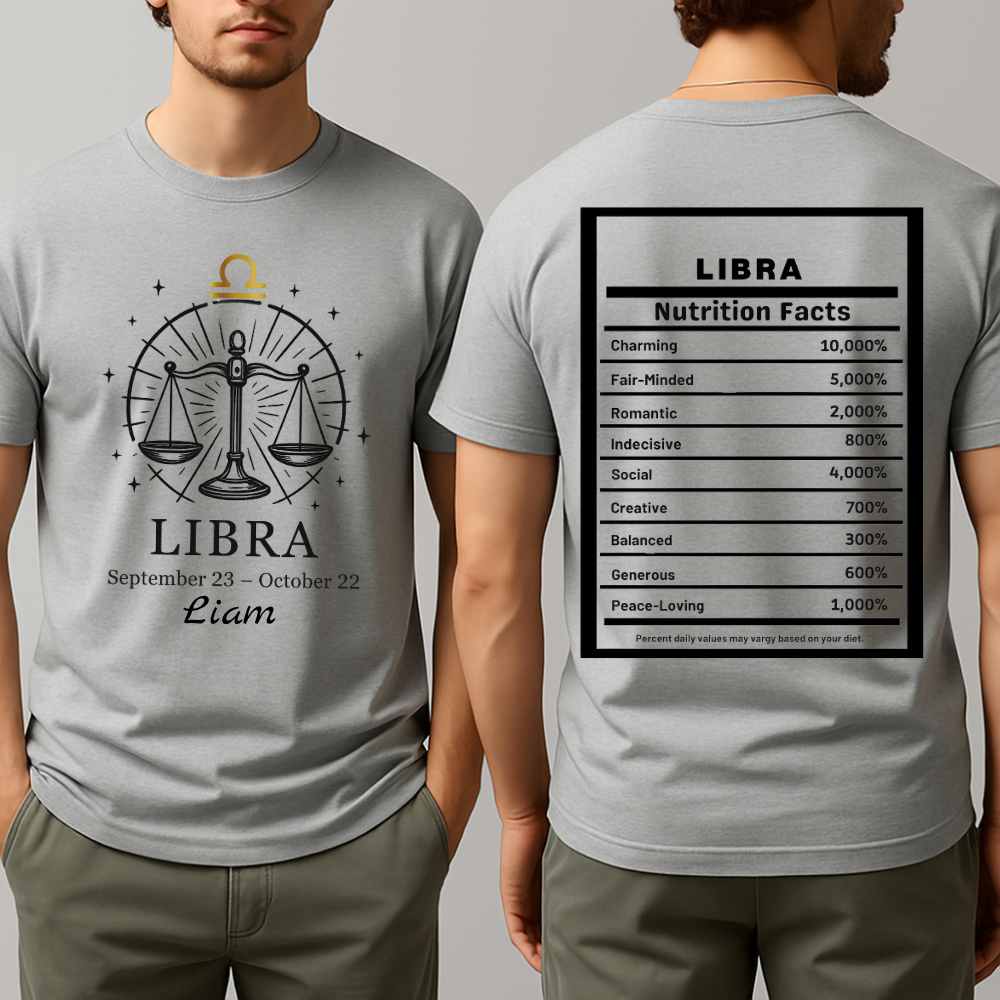 Libra Zodiac Shirt Astrology Tee for September October Birthdays Horoscope Gift Libra Graphic Tee in 9 Colors