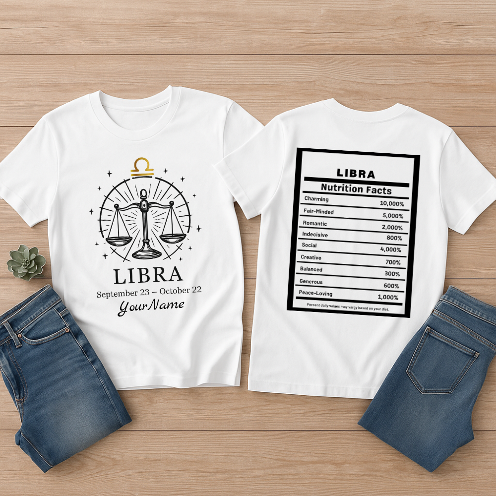 Libra Zodiac Shirt Astrology Tee for September October Birthdays Horoscope Gift Libra Graphic Tee in 9 Colors