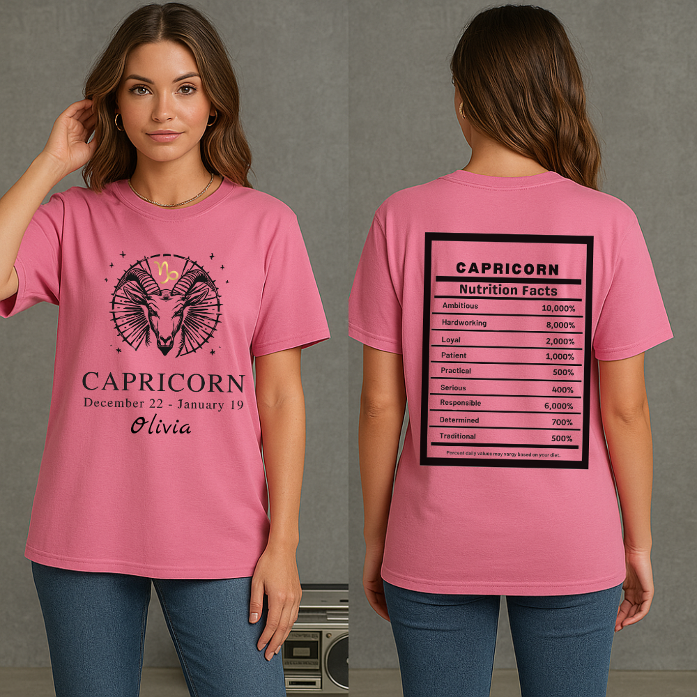 Capricorn Zodiac Tee, Personalized Birthday Tee, Astrology Lover Gift, Zodiac Sign Apparel, Capricorn T-Shirt Astrology Horoscope Shirt Gift