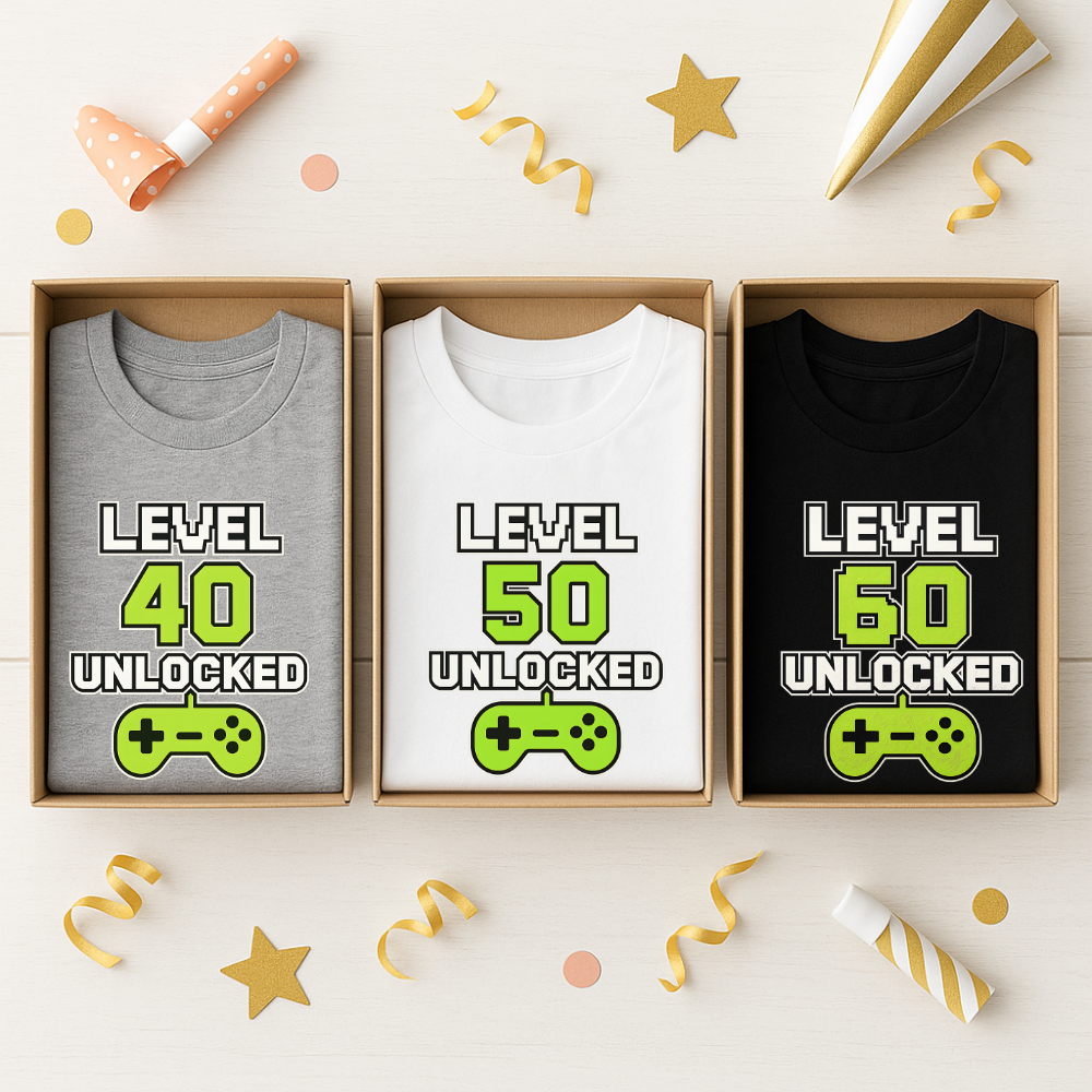Level 40 Unlocked Shirt Funny Gamer 40th Birthday T-Shirt Retro Video Game Controller Gift for Men and Women