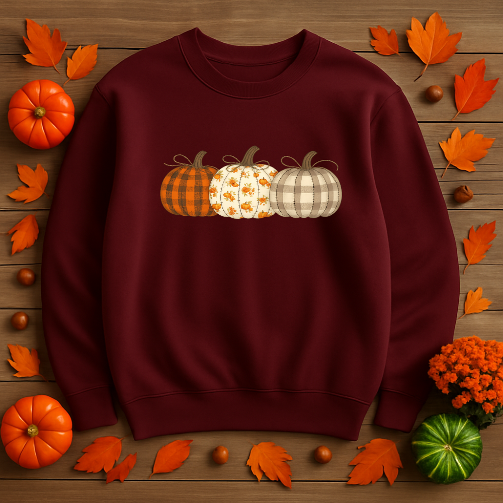 Rustic Pumpkin Patch Sweatshirt Cozy Fall Comfort Colors Crewneck Autumn Plaid & Floral Pumpkins Thanksgiving Outfit