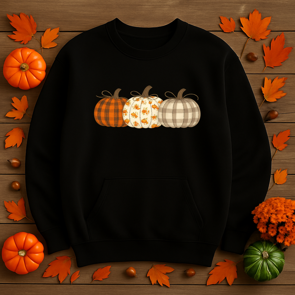 Rustic Pumpkin Patch Sweatshirt Cozy Fall Comfort Colors Crewneck Autumn Plaid & Floral Pumpkins Thanksgiving Outfit