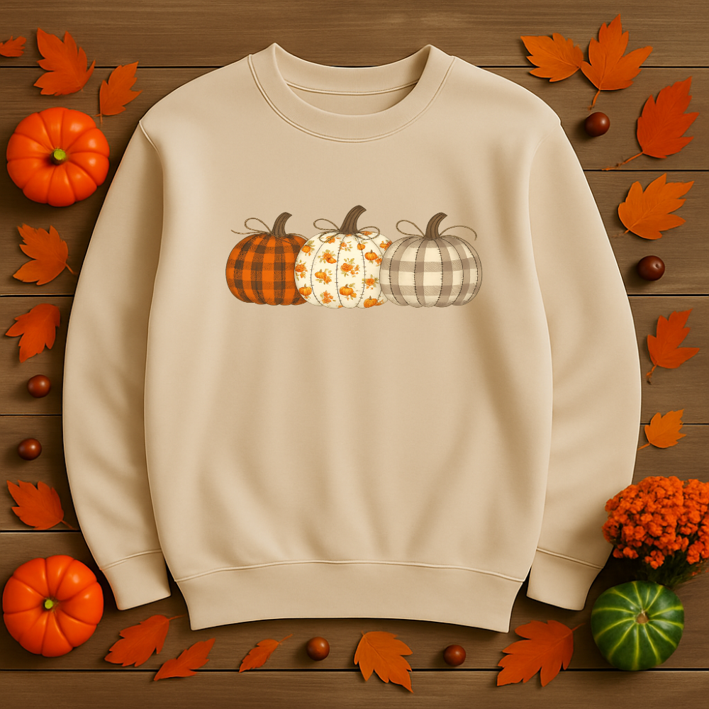 Rustic Pumpkin Patch Sweatshirt Cozy Fall Comfort Colors Crewneck Autumn Plaid & Floral Pumpkins Thanksgiving Outfit