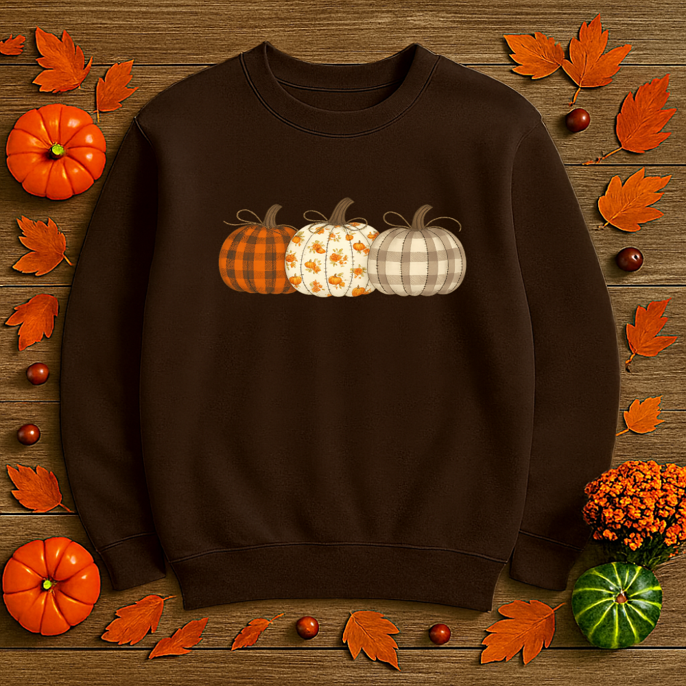 Rustic Pumpkin Patch Sweatshirt Cozy Fall Comfort Colors Crewneck Autumn Plaid & Floral Pumpkins Thanksgiving Outfit