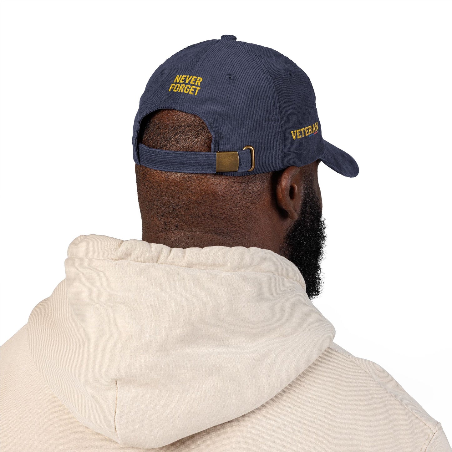 Veterans Corduroy Cap American Eagle Thank a Vet Hat Honor Our Heroes Patriotic Gift Olive and Navy Blue