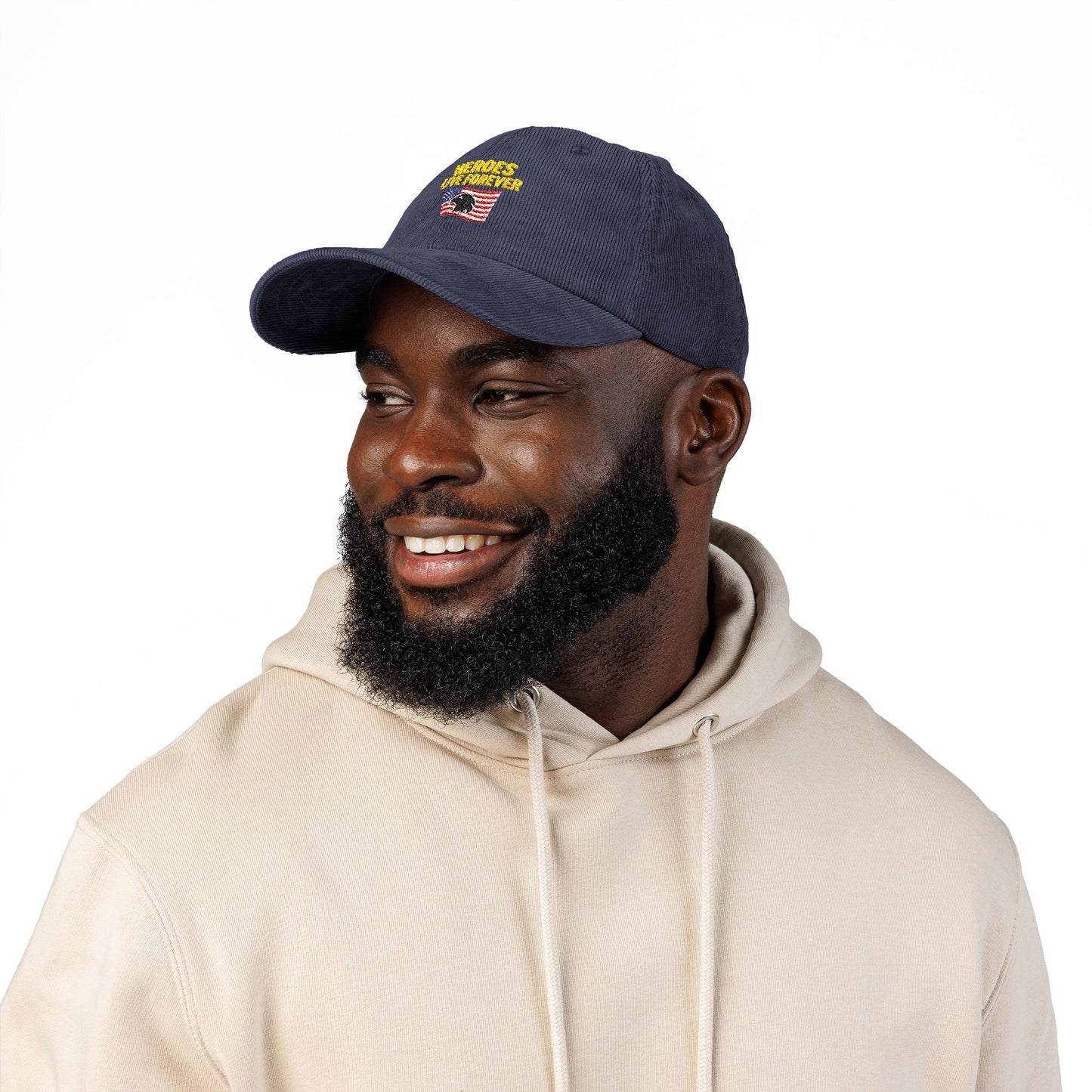 Veterans Corduroy Cap American Eagle Thank a Vet Hat Honor Our Heroes Patriotic Gift Olive and Navy Blue