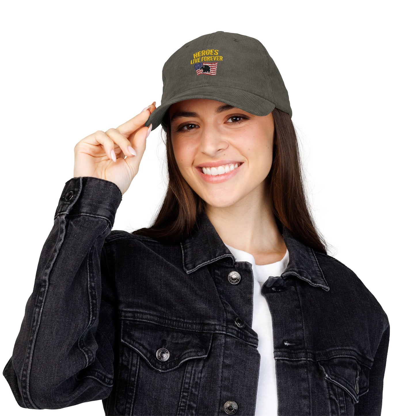 Veterans Corduroy Cap American Eagle Thank a Vet Hat Honor Our Heroes Patriotic Gift Olive and Navy Blue