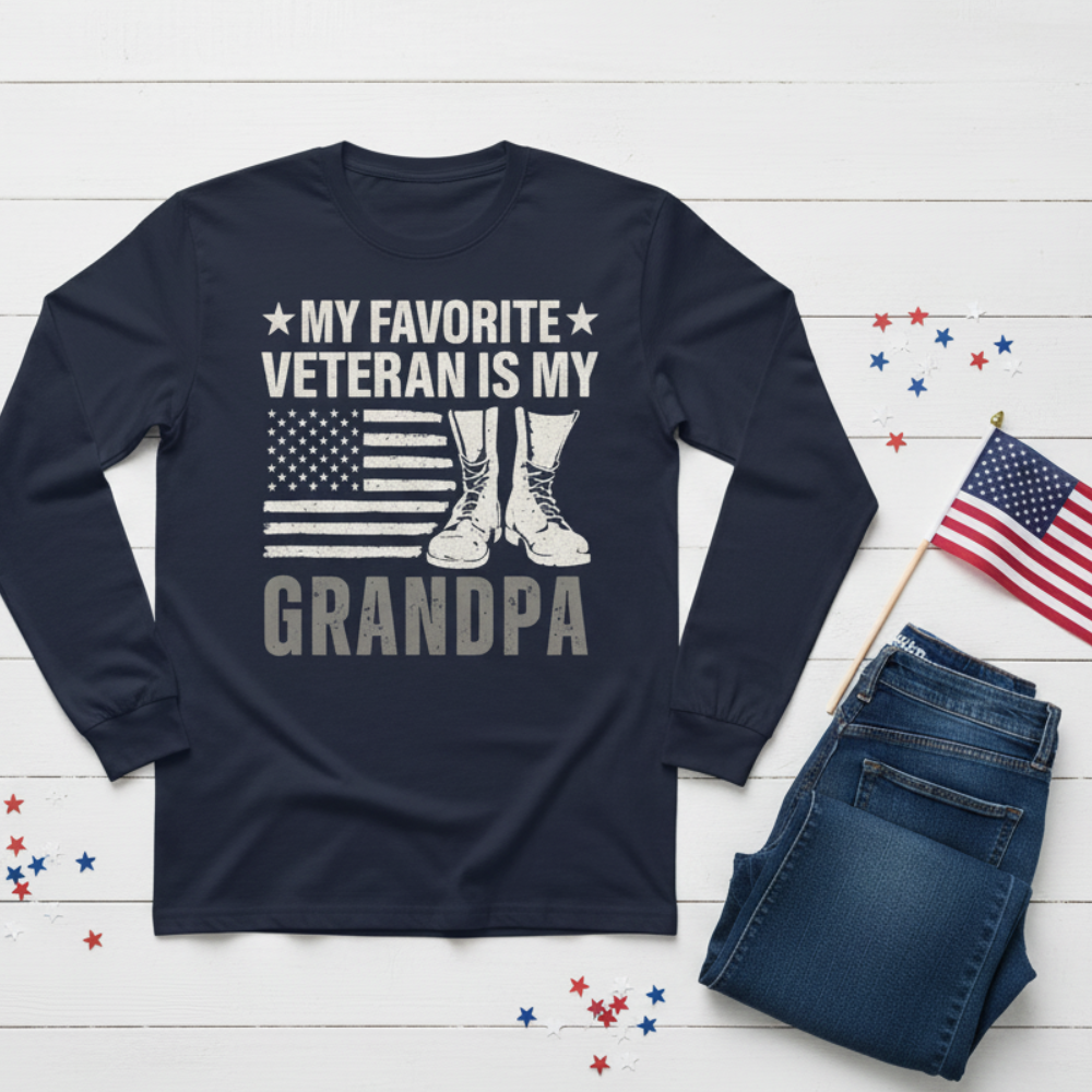 My Favorite Veteran Is My Grandpa Shirt Long Sleeve Gift