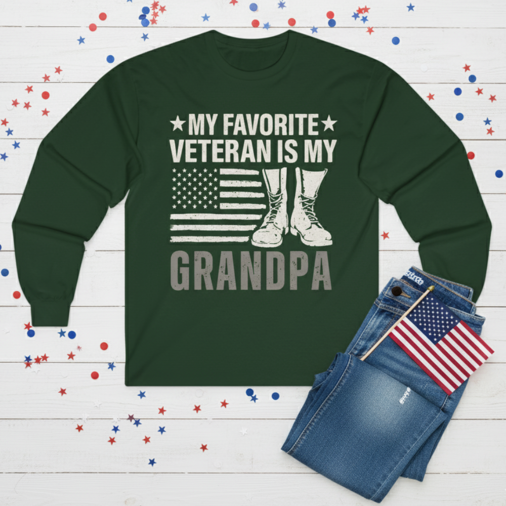 My Favorite Veteran Is My Grandpa Shirt Long Sleeve Gift