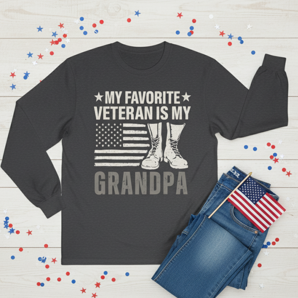 My Favorite Veteran Is My Grandpa Shirt Long Sleeve Gift