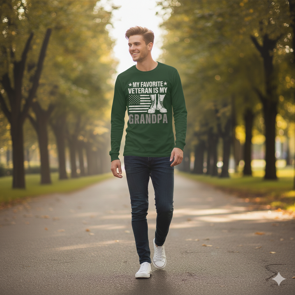 My Favorite Veteran Is My Grandpa Shirt Long Sleeve Gift