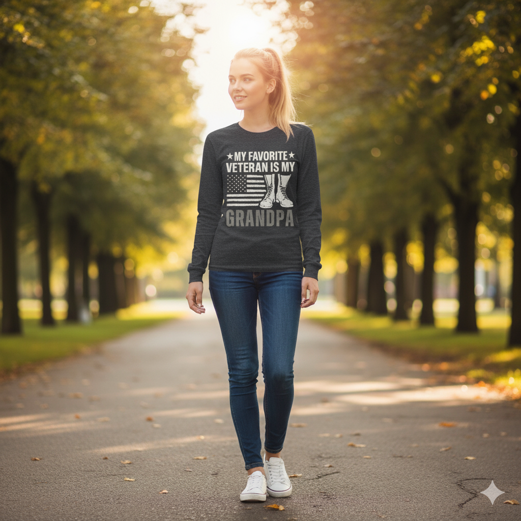 My Favorite Veteran Is My Grandpa Shirt Long Sleeve Gift