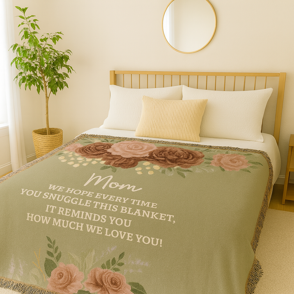 Cozy Woven Blanket for Mom, Floral Throw, Gift for Mother's Day, Personalized Blanket, Home Decor, Warm Snuggle