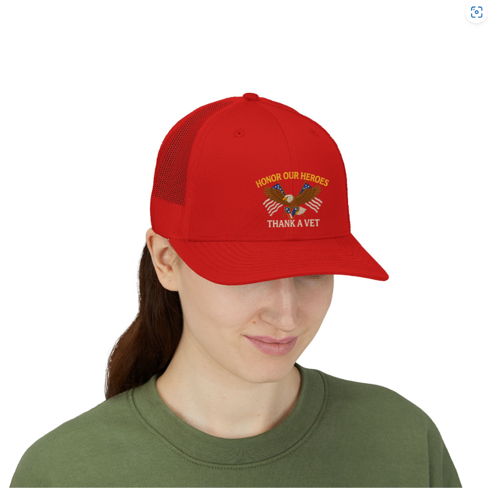 Patriotic Eagle Veteran Hat Honor Our Heroes Embroidered Cap Thank a Vet Gift for Veterans Day, Memorial Day, Military Pride