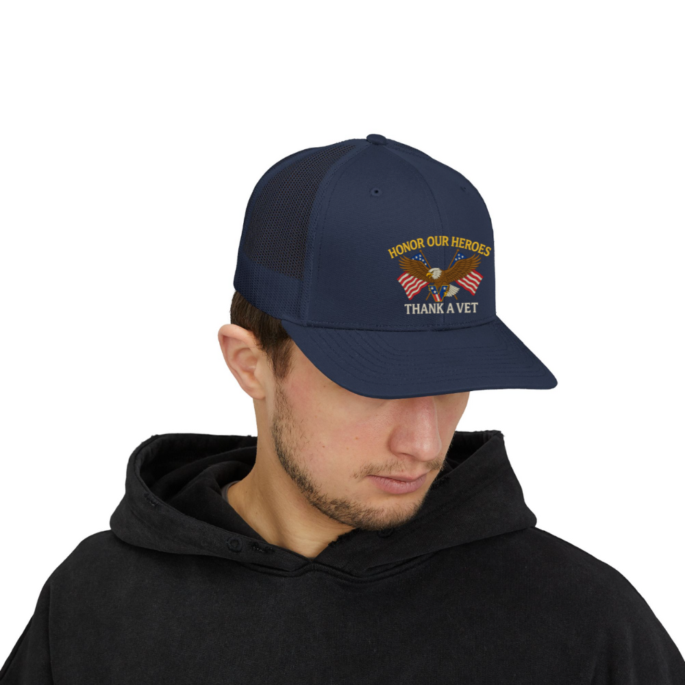 Patriotic Eagle Veteran Hat Honor Our Heroes Embroidered Cap Thank a Vet Gift for Veterans Day, Memorial Day, Military Pride