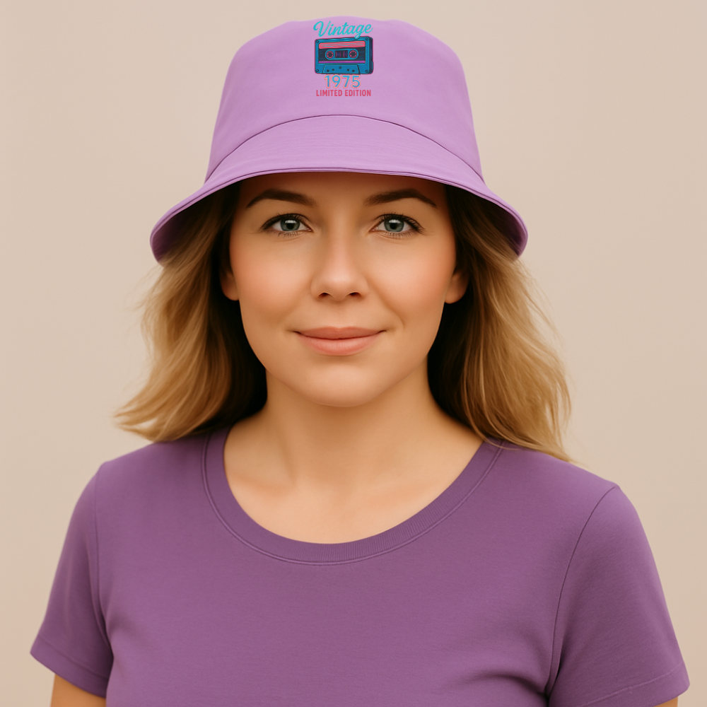 Vintage 1975 Bucket Hat Retro Cassette Embroidered Hat Funny 50th Birthday Gift for Men & Women Limited Edition 1975 Hat