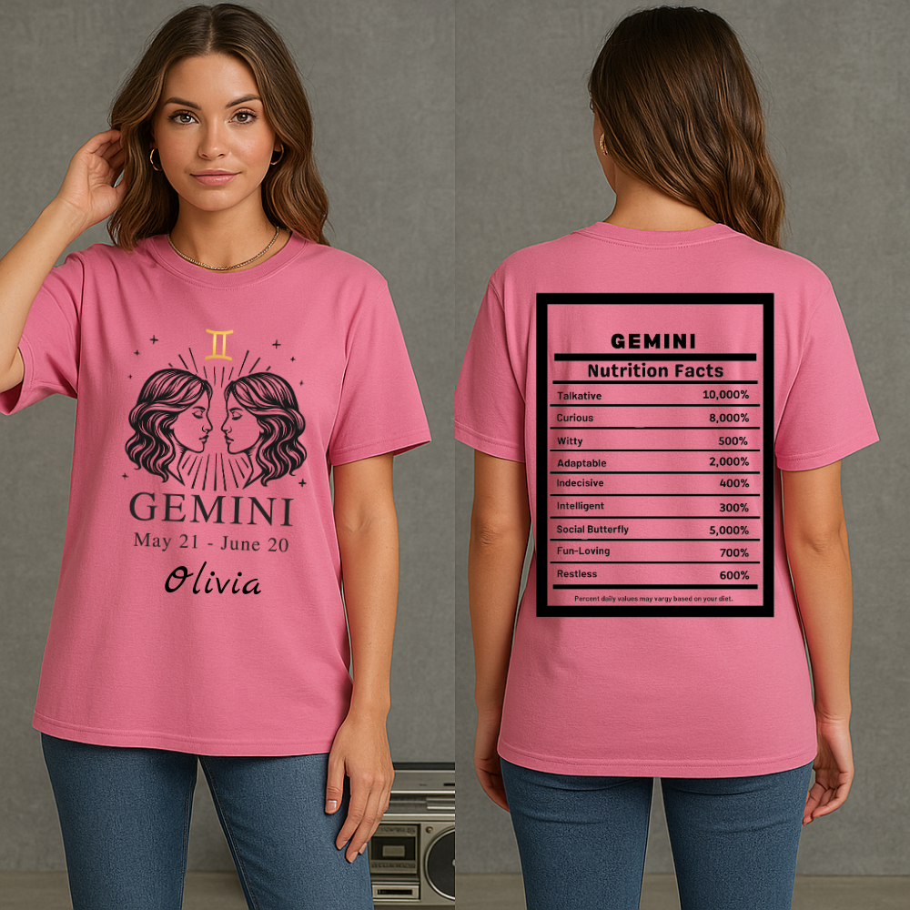 Gemini Twins Zodiac Tee | Personalized Astrology Shirt