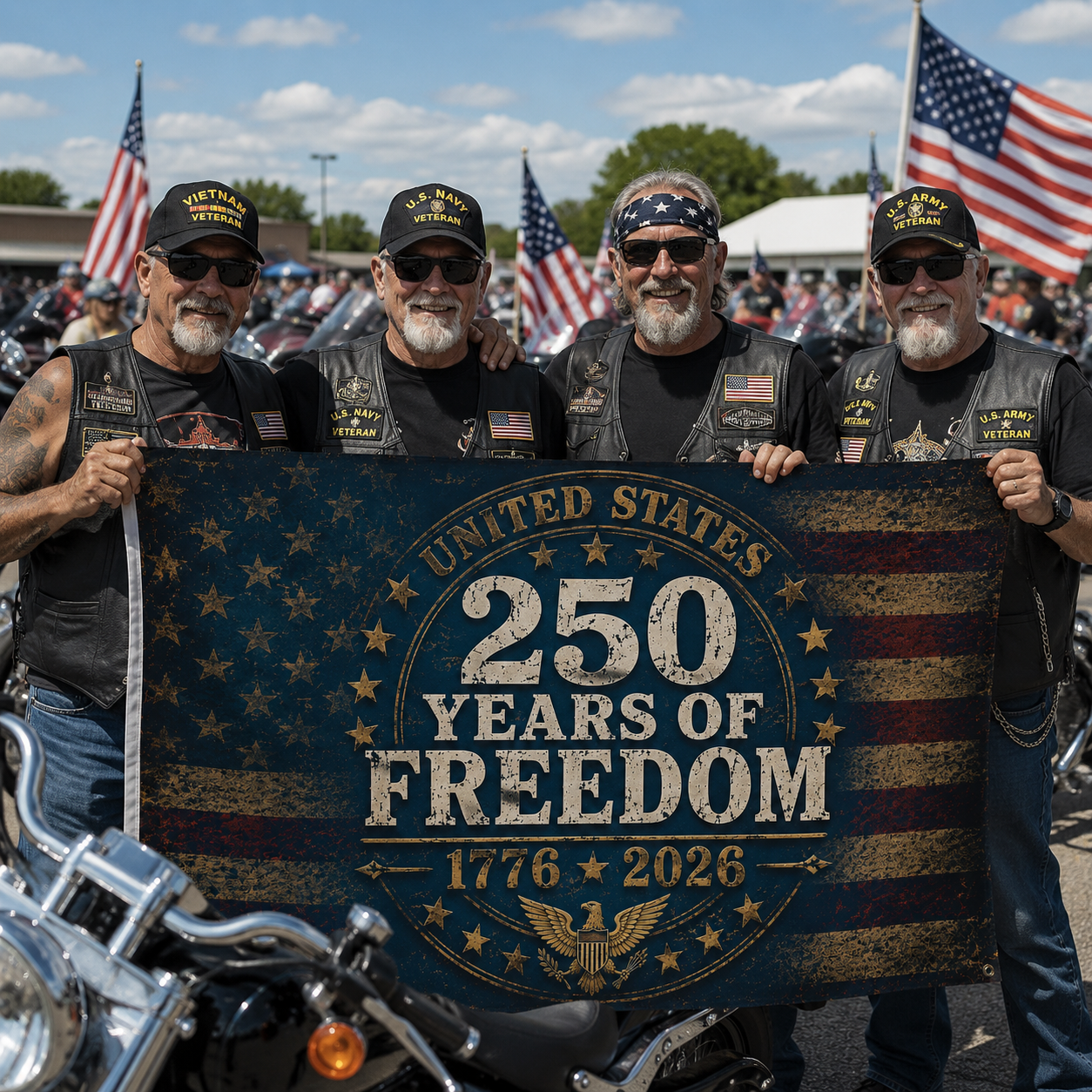250 Years of Freedom 1776 2026 Anniversary Flag | Patriotic America Semiquincentennial Double-Sided Flag