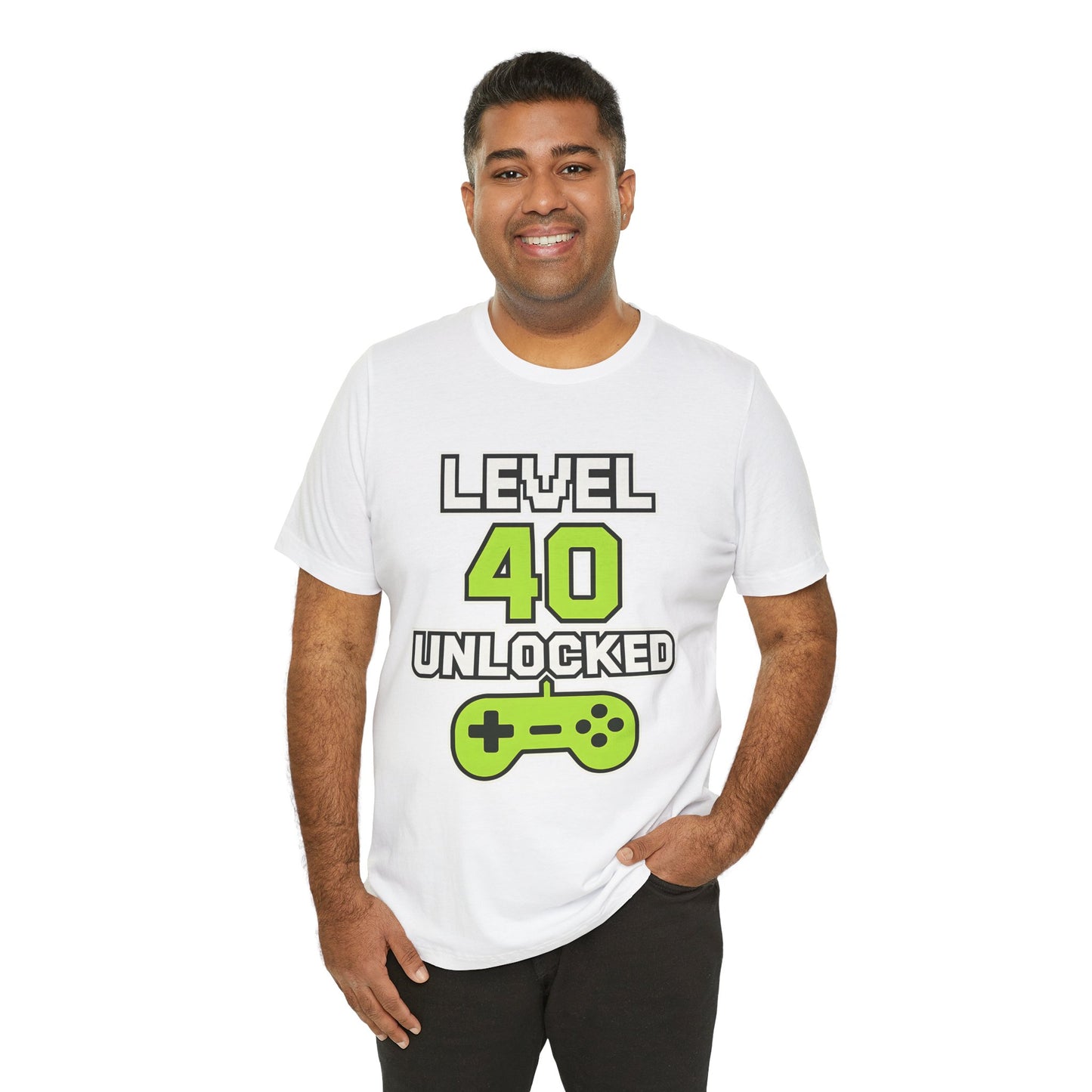 Level 40 Unlocked Shirt Funny Gamer 40th Birthday T-Shirt Retro Video Game Controller Gift for Men and Women