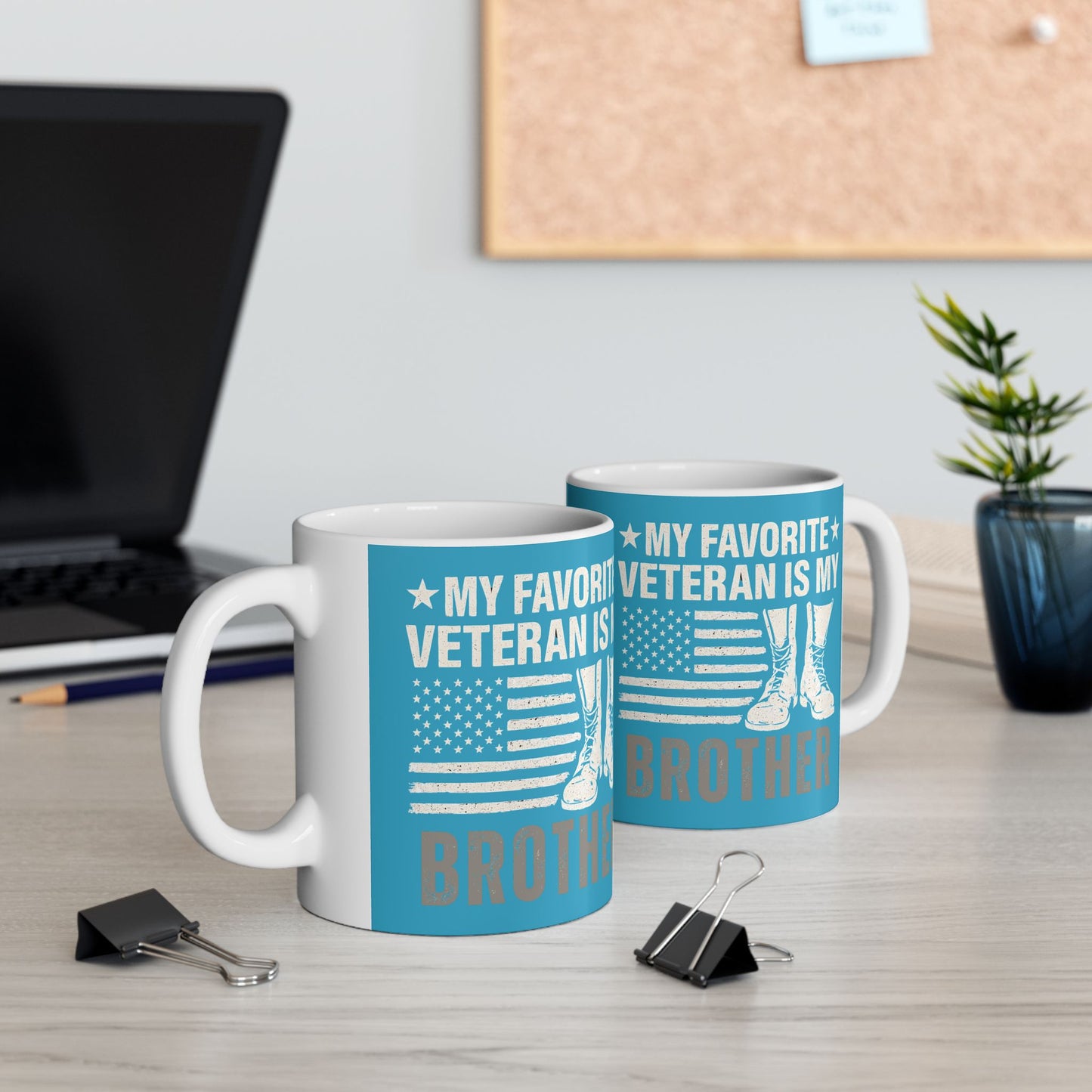 My Favorite Veteran Is My Brother Mug | Patriotic Gift for Veteran Brother | Veterans Day Gift | Military Family Coffee Cup USA