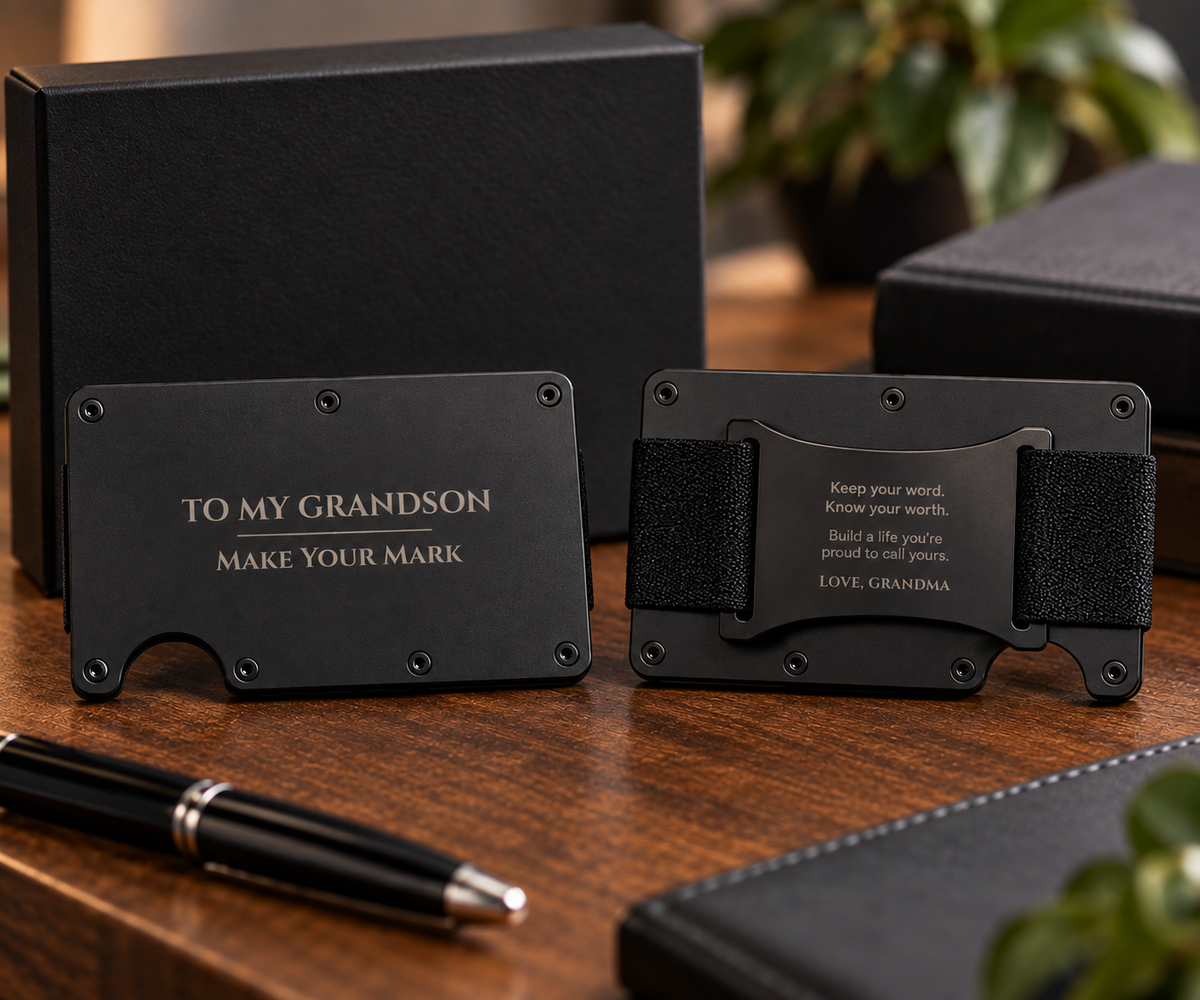 To My Grandson Engraved Metal Wallet – Gift from Grandma