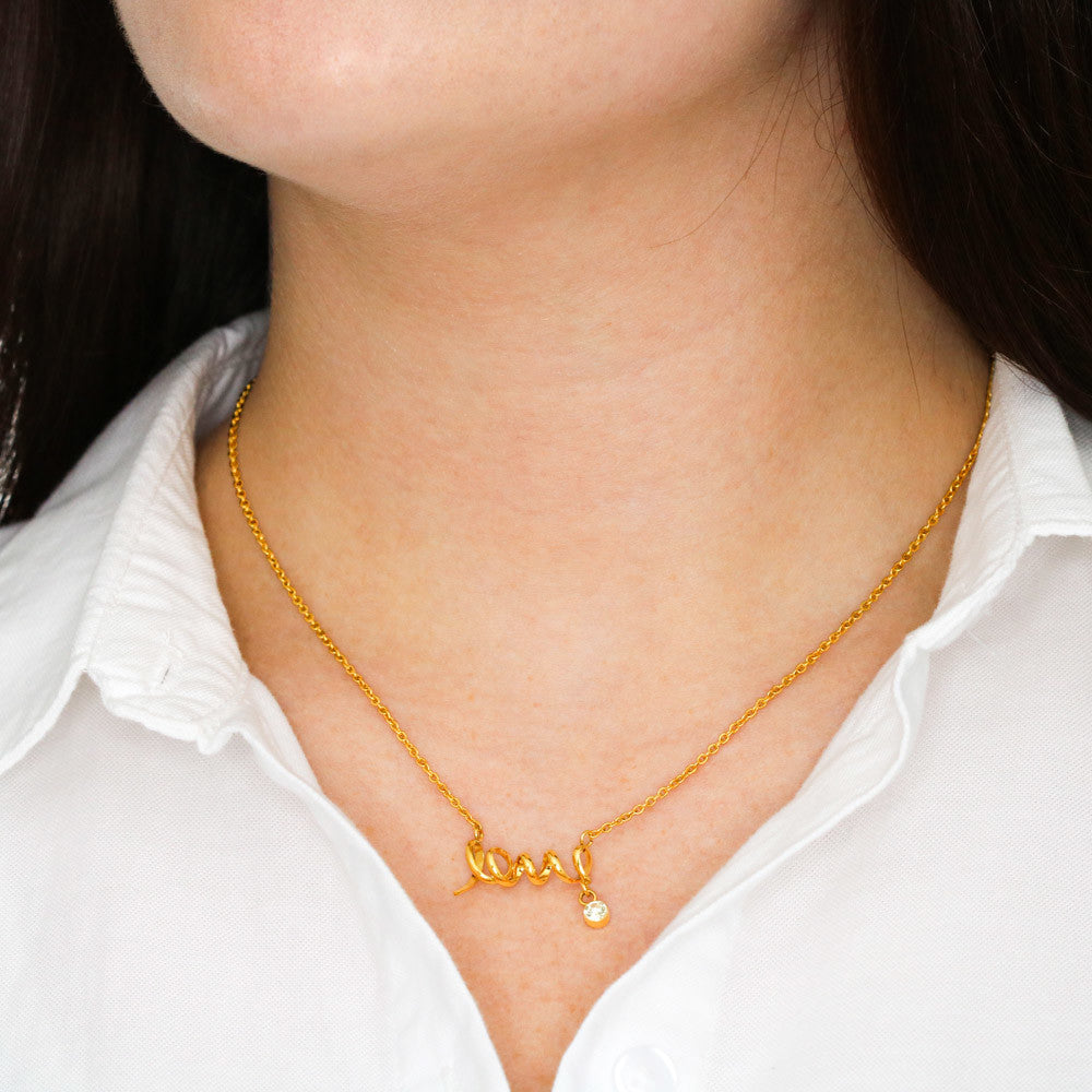 To My Mom Scripted Love Necklace – Gift from Daughter