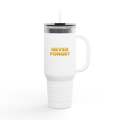 Heroes Live Forever Never Forget Tumbler with Handle Patriotic Travel Mug Veteran Gift Military Pride Cup