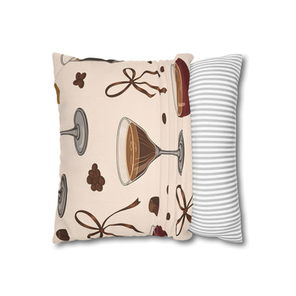 Cozy Cocktail Lounge Decorative Pillow Coffee & Chocolate Pattern Cushion  Neutral Gift for Home Bar, Kitchen, or Patio Decor