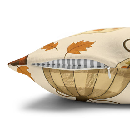 Pumpkin Pattern Spun Polyester Pillow Cozy Autumn Accent Cushion for Sofa, Bed, or Chair, Fall Home Decor in 4 Sizes