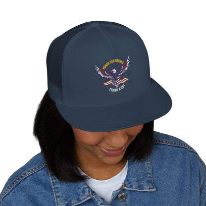 Veterans Trucker Hat Patriotic Eagle and Flag Cap Honor Our Heroes Thank a Vet Military Pride Gift for Veterans Day Memorial Day