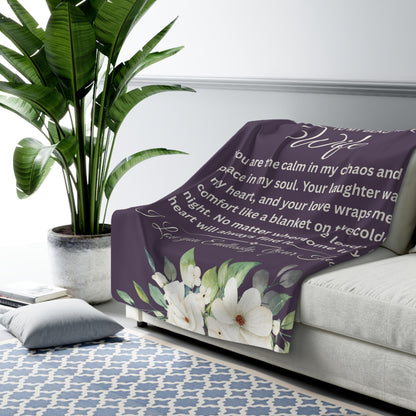 Romantic Sherpa Fleece Blanket for Wife - Cozy Gift with Heartfelt Message