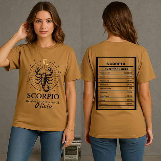 Scorpio Zodiac Shirt  Astrology Gift for October November Birthdays  Personalized Horoscope Tee in 9 Colors