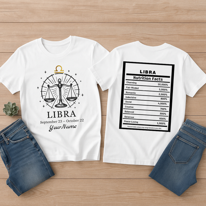 Libra Zodiac Shirt Astrology Tee for September October Birthdays Horoscope Gift Libra Graphic Tee in 9 Colors