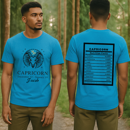 Capricorn Zodiac Tee, Personalized Birthday Tee, Astrology Lover Gift, Zodiac Sign Apparel, Capricorn T-Shirt Astrology Horoscope Shirt Gift