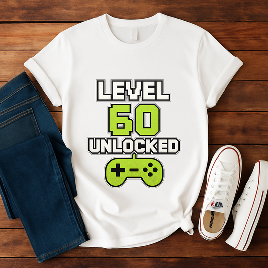 Level 60 Unlocked Shirt Gamer 60th Birthday T-Shirt Funny Retro Gaming Gift for Men and Women