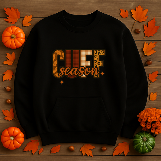 Cuff Season Sweatshirt Fall Cozy Crewneck Sand, Maroon & Black Pullover Autumn Aesthetic Thanksgiving Outfit Neutral Unisex Sweater