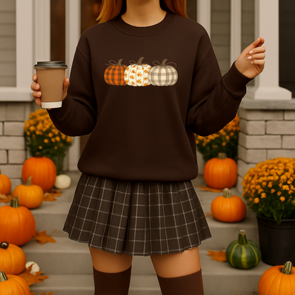 Rustic Pumpkin Patch Sweatshirt Cozy Fall Comfort Colors Crewneck Autumn Plaid & Floral Pumpkins Thanksgiving Outfit