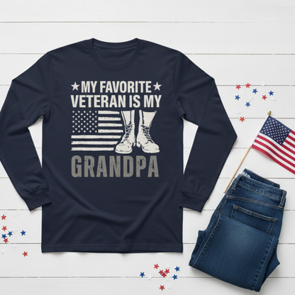 My Favorite Veteran Is My Grandpa Shirt Long Sleeve Gift