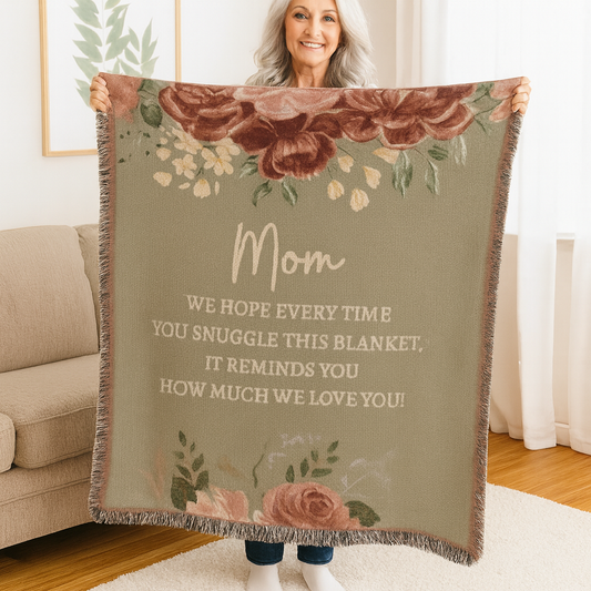 Cozy Woven Blanket for Mom, Floral Throw, Gift for Mother's Day, Personalized Blanket, Home Decor, Warm Snuggle