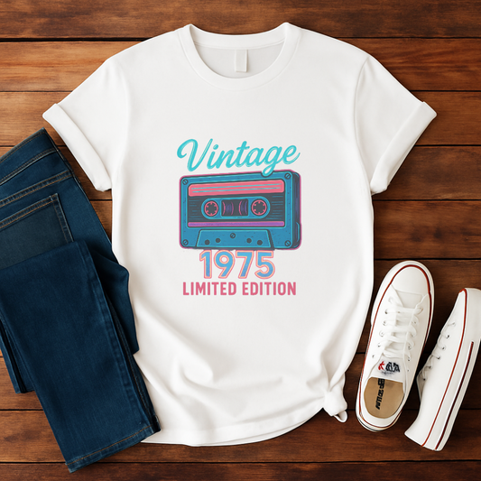 Vintage 1975 Cassette Shirt  Limited Edition 50th Birthday TShirt  Funny Retro Music Tee for Men & Women