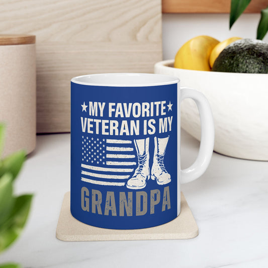 My Favorite Veteran is My Grandpa Ceramic Mug - Gift for Grandpa, Military Tribute, Father's Day Coffee Cup, Veteran Appreciation, [...]