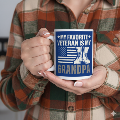 My Favorite Veteran is My Grandpa Ceramic Mug - Gift for Grandpa, Military Tribute, Father's Day Coffee Cup, Veteran Appreciation, [...]
